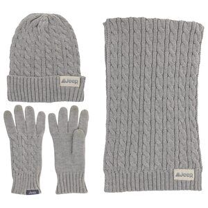 2975 Men's And Women's 3 Piece Cable Knit Scarf, Beanie, Glovess Set-unisex